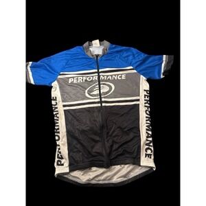 Performance  Men's  Cycling Jersey Medium Athletic Biking Utility EUC Blue Black